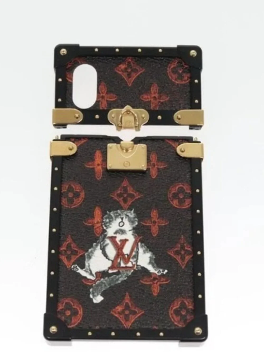 LOUIS VUITTON Transformed Monogram Cat iphone X Eye Trunk M63891 LV Auth 87378
